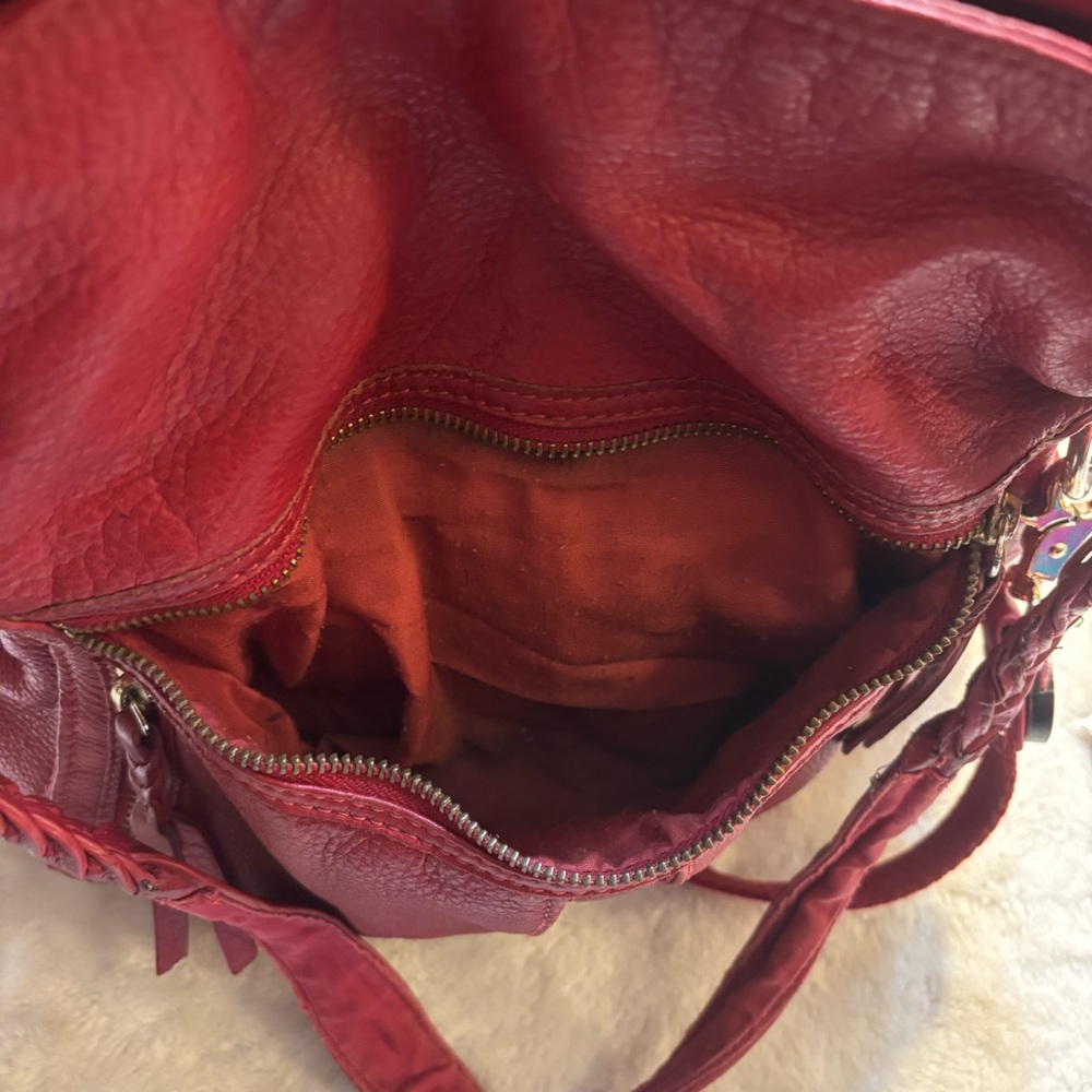 The Sak Bag Red Leather Convertible Shoulder Bag and Crossbody Braided Strap Y2K - Picture 7 of 15